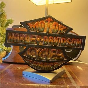 Harley Davidson hand carved wood sign